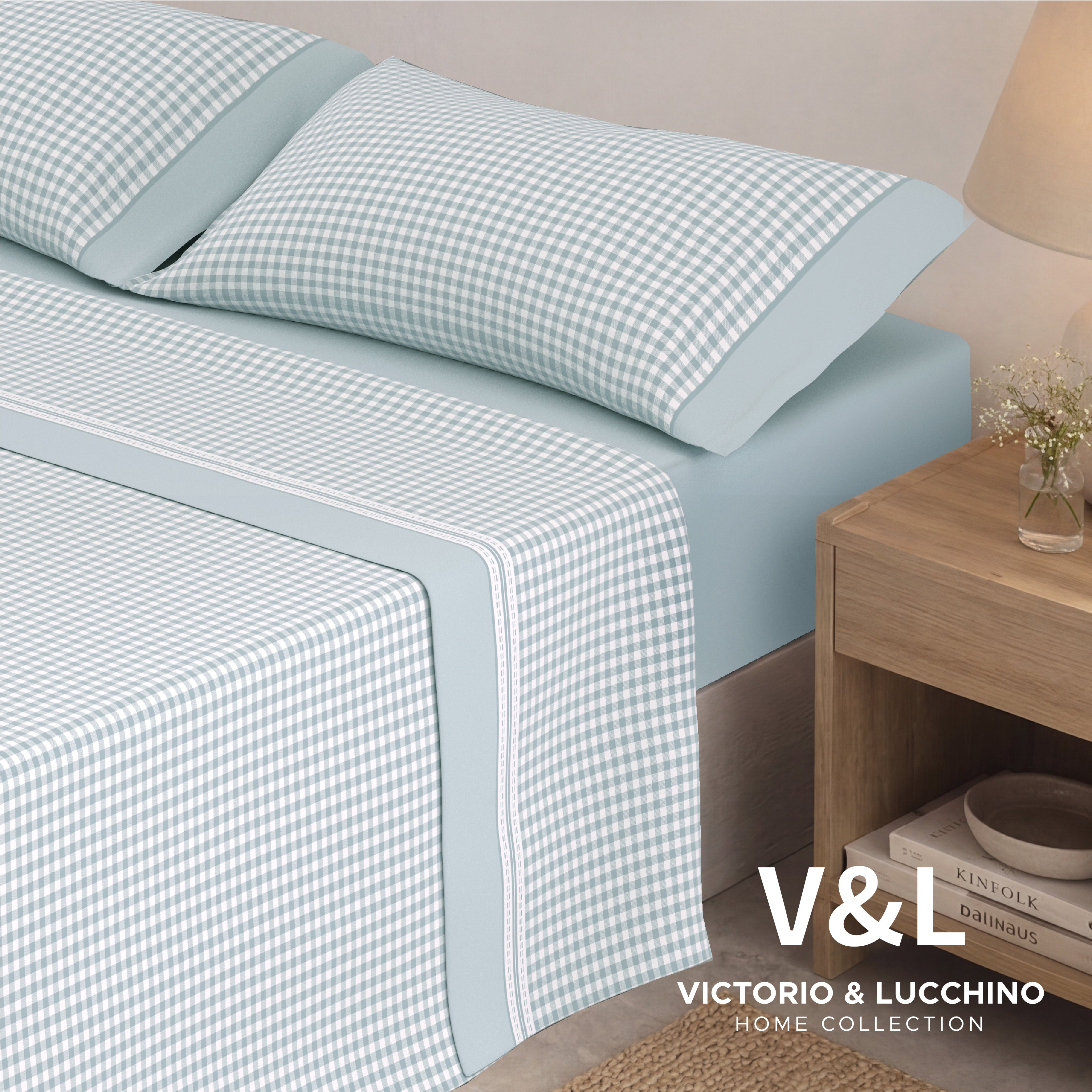 Victorio & Lucchino - Juego de Sábanas Estampadas Algodón/Poliéster - Vicky - Celeste