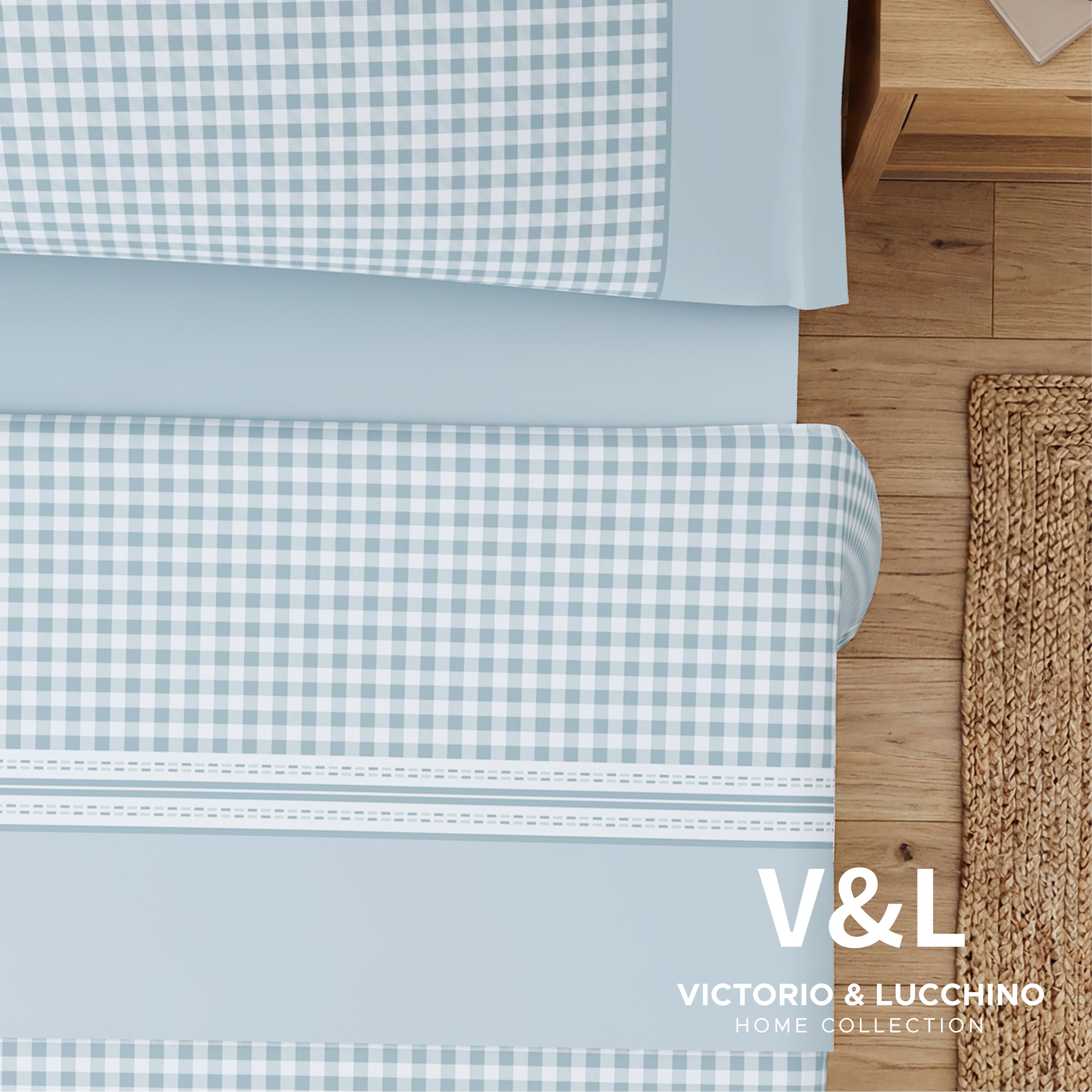 Victorio & Lucchino - Juego de Sábanas Estampadas Algodón/Poliéster - Vicky - Celeste