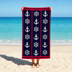 Toalla de Playa Liniva Home — 100% Algodón Egipcio 650gr | 90x175 cm | Modelo Anclas