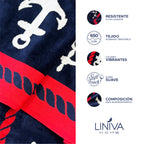 Toalla de Playa Liniva Home — 100% Algodón Egipcio 650gr | 90x175 cm | Modelo Anclas