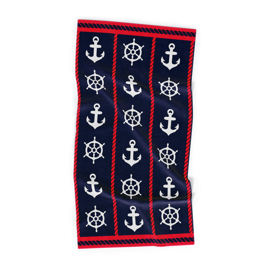Toalla de Playa Liniva Home — 100% Algodón Egipcio 650gr | 90x175 cm | Modelo Anclas