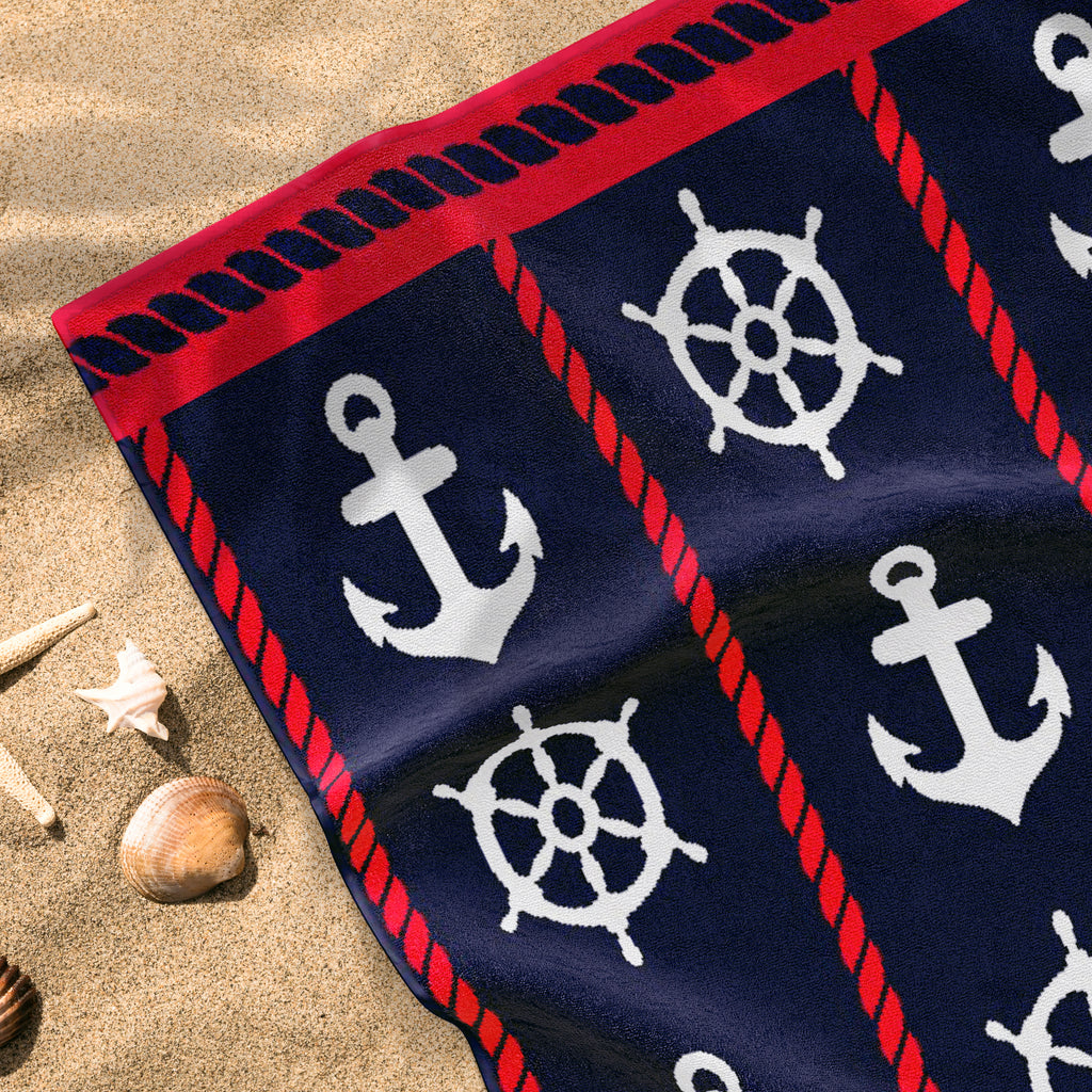 Toalla de Playa Liniva Home — 100% Algodón Egipcio 650gr | 90x175 cm | Modelo Anclas