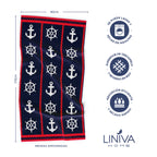 Toalla de Playa Liniva Home — 100% Algodón Egipcio 650gr | 90x175 cm | Modelo Anclas