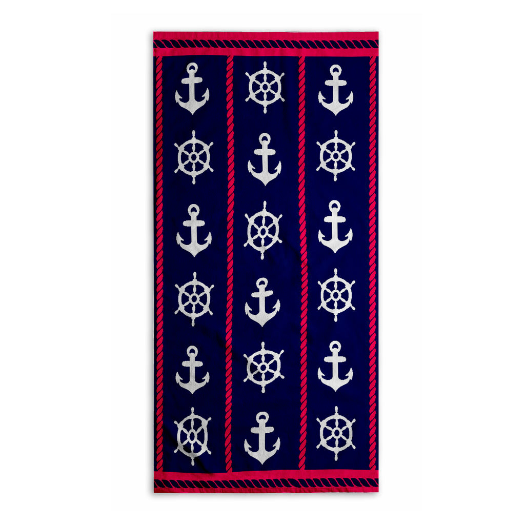 Toalla de Playa Liniva Home — 100% Algodón Egipcio 650gr | 90x175 cm | Modelo Anclas