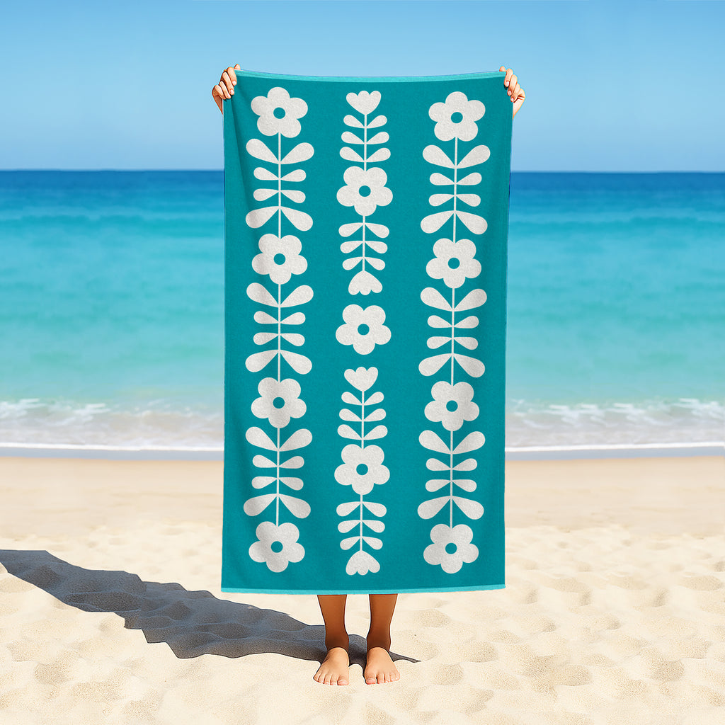 Toalla de Playa Liniva Home — 100% Algodón Egipcio 650gr | 90x175 cm | Modelo Flores