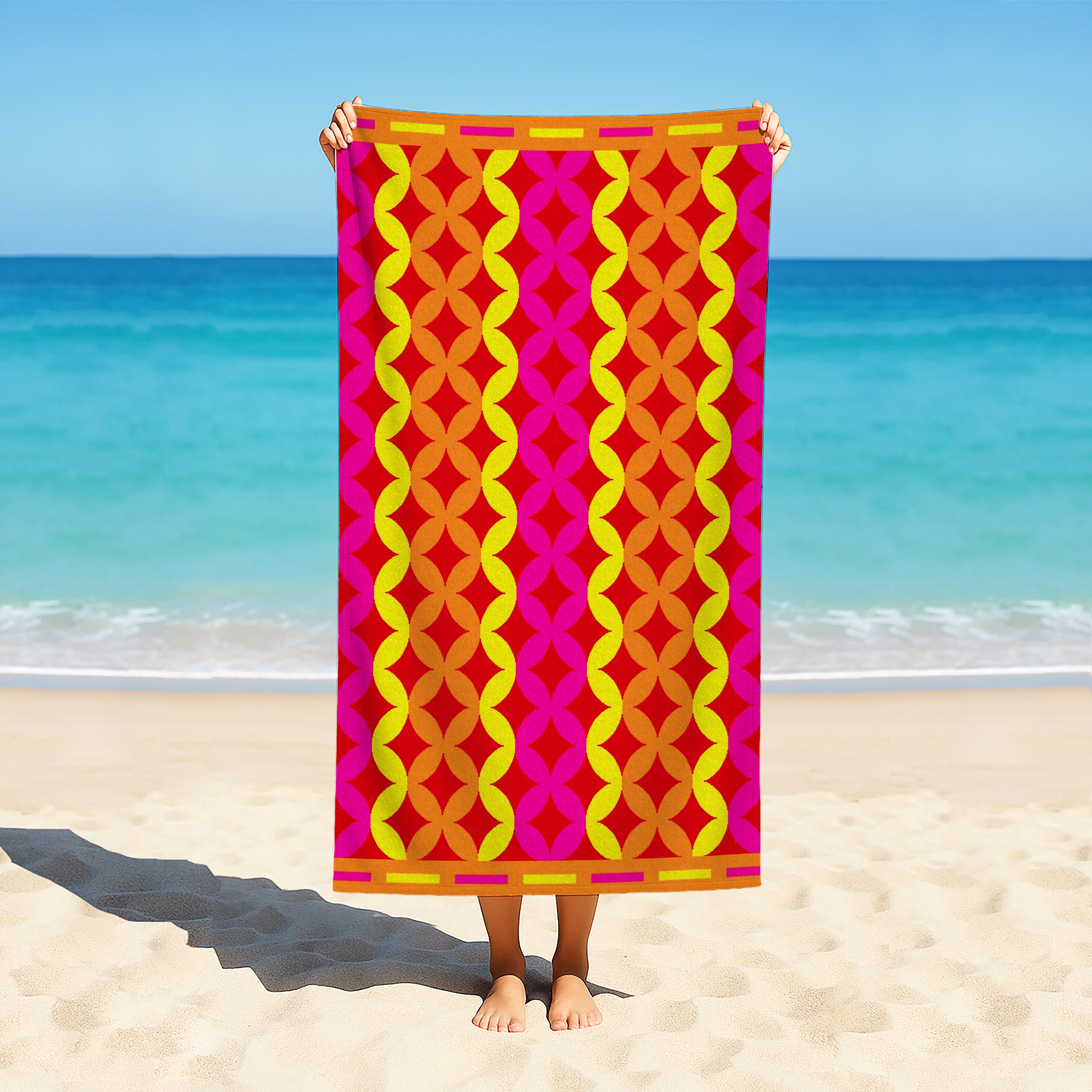Toalla de Playa Liniva Home — 100% Algodón Egipcio 650gr | 90x175 cm | Modelo Rombos