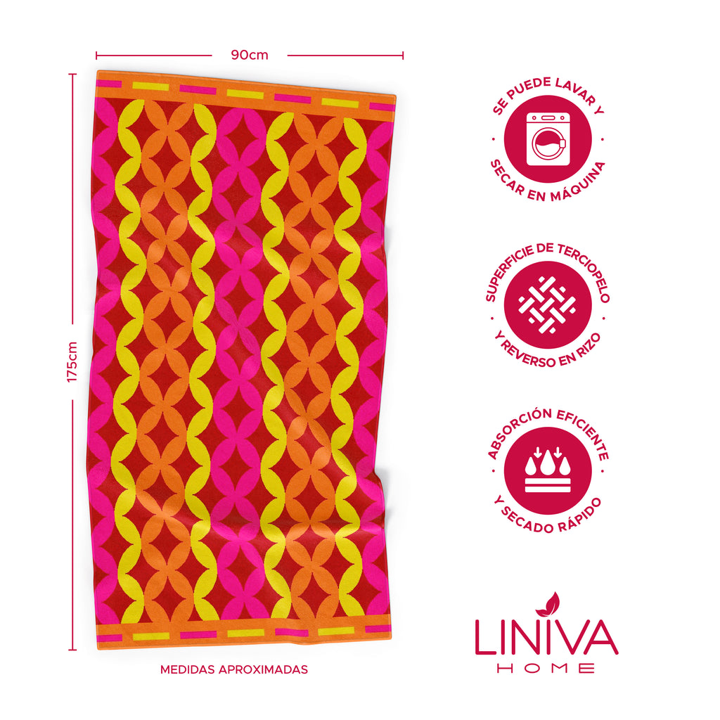 Toalla de Playa Liniva Home — 100% Algodón Egipcio 650gr | 90x175 cm | Modelo Rombos