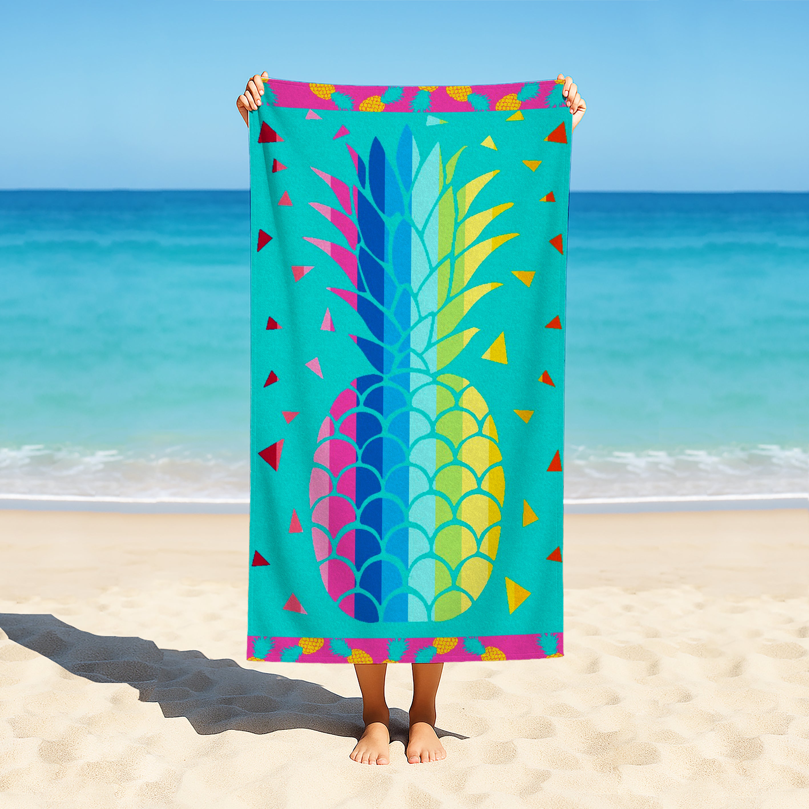 Toalla de Playa Liniva Home — 100% Algodón Egipcio 650gr | 90x175 cm | Modelo Piña