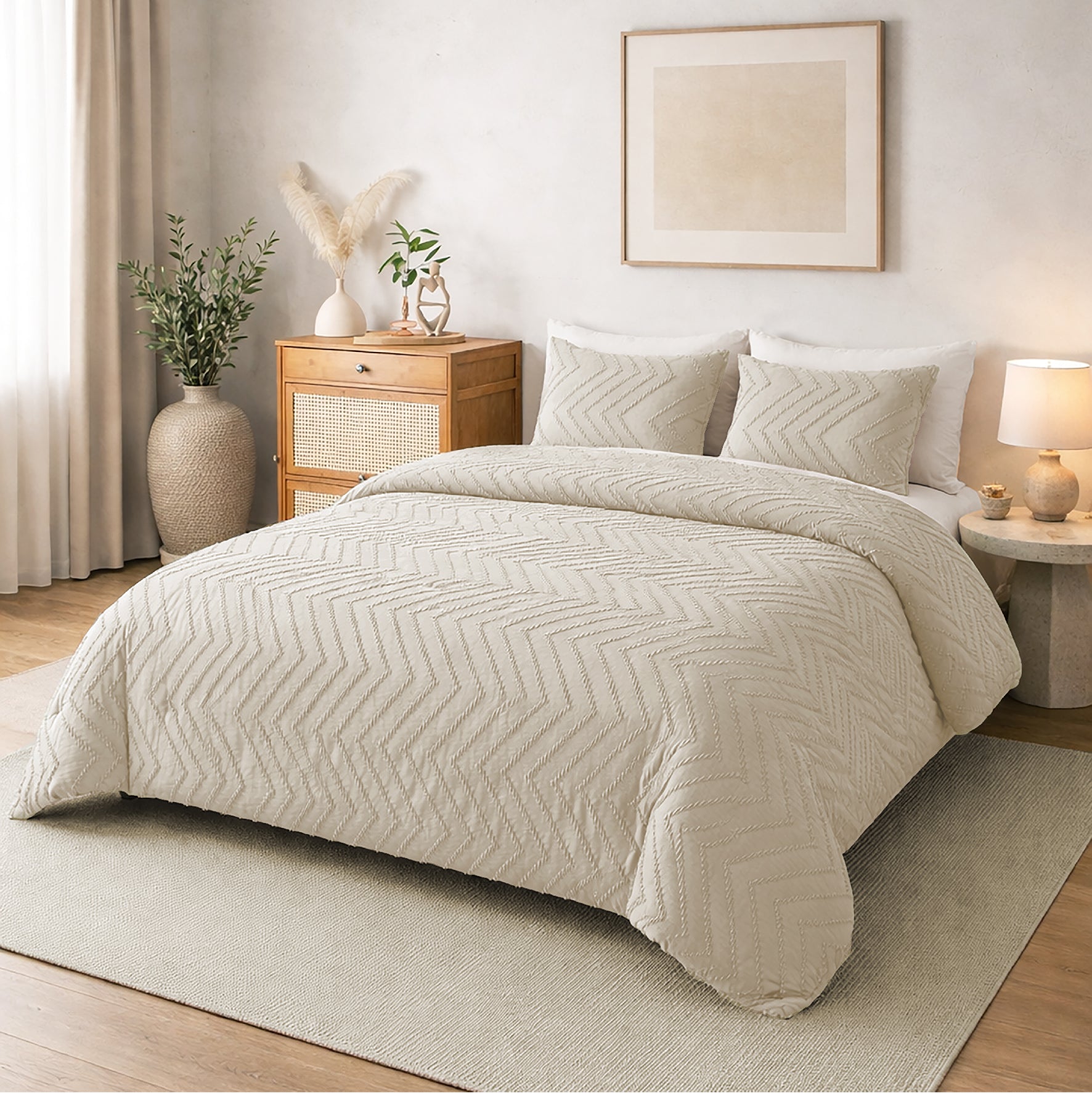 Victorio & Lucchino - Colcha Lavada con Tufting - Modelo Atenea - Beige