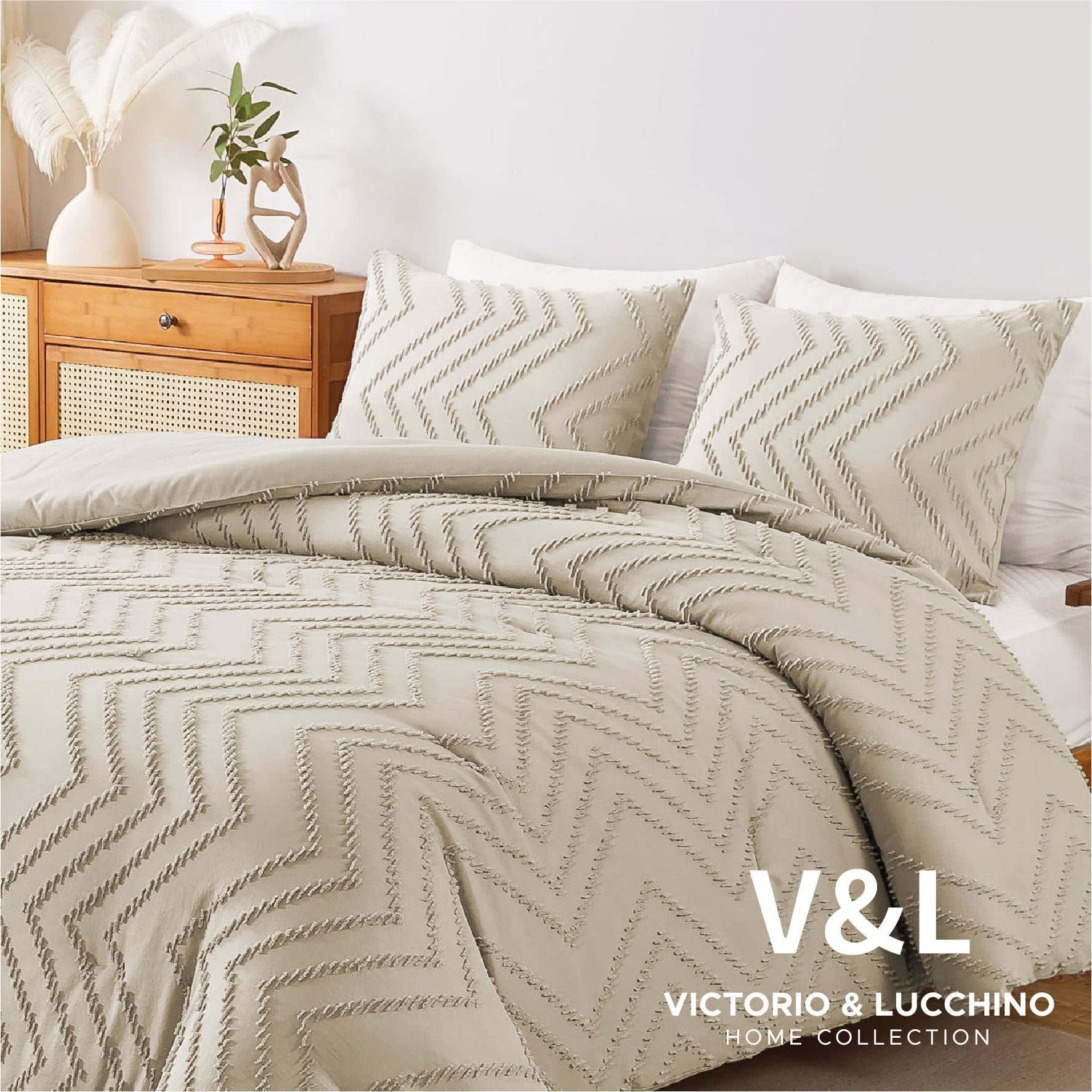 Victorio & Lucchino - Colcha Lavada con Tufting - Modelo Atenea - Beige