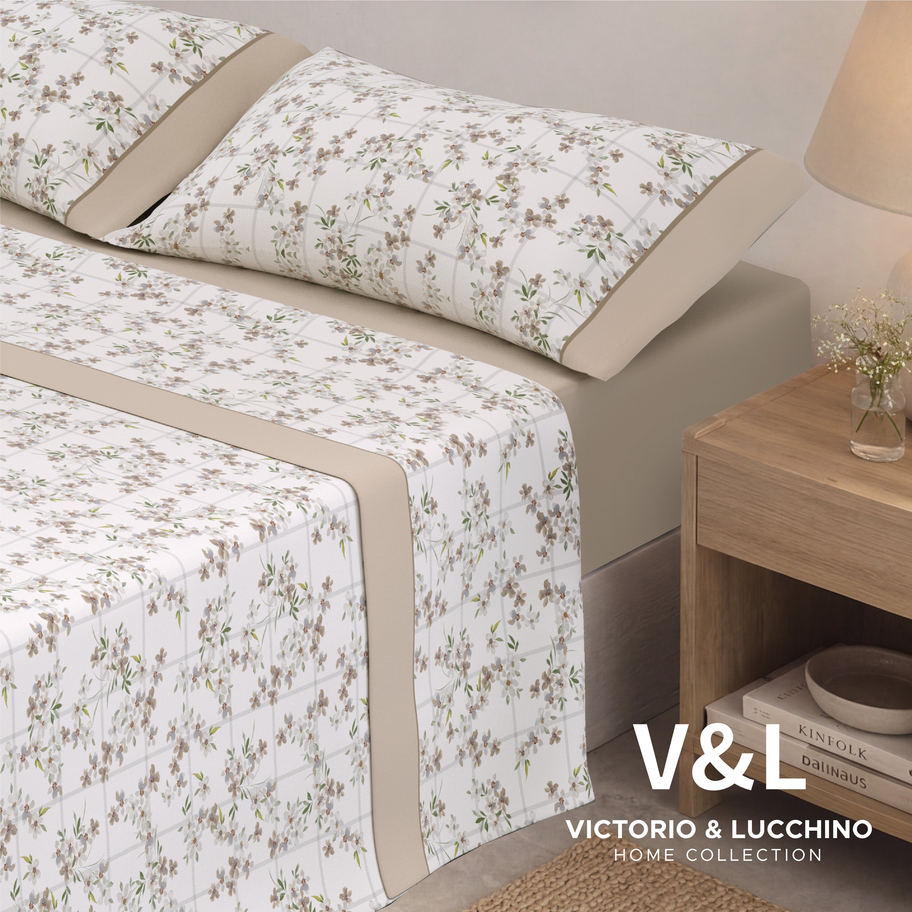 Victorio & Lucchino - Juego de Sábanas Estampadas Algodón/Poliéster - Gaia - Beige