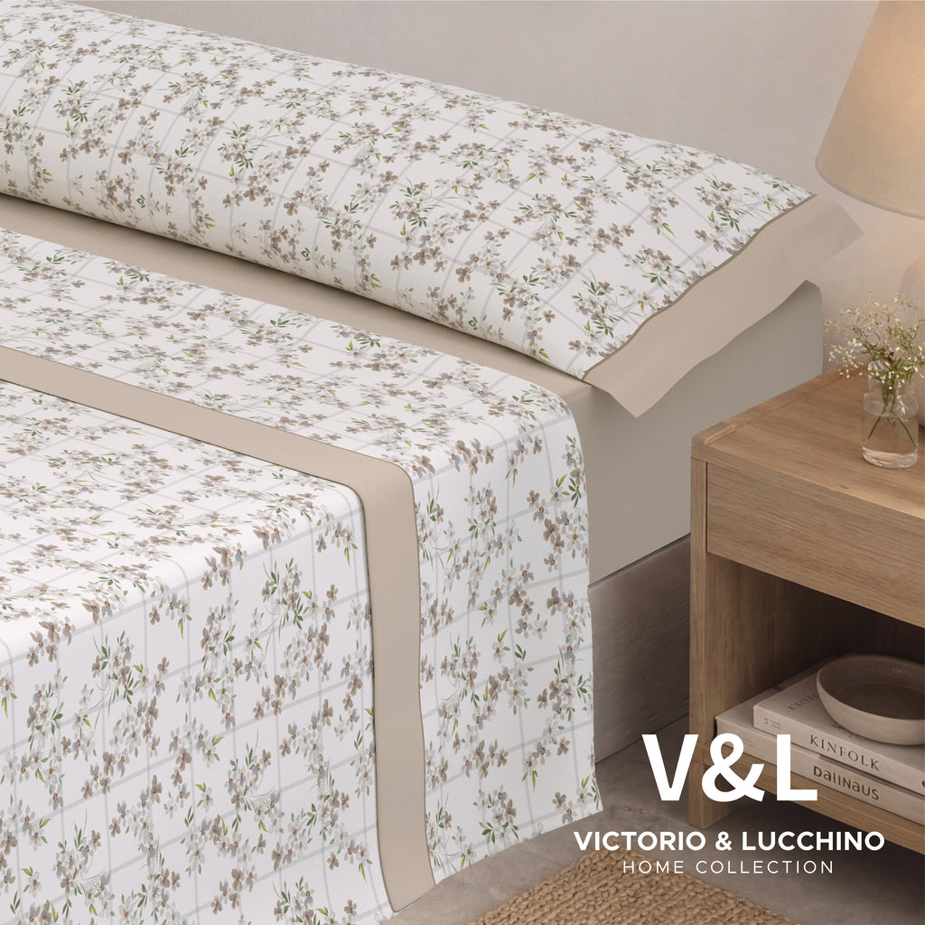 Victorio & Lucchino - Juego de Sábanas Estampadas Algodón/Poliéster - Gaia - Beige