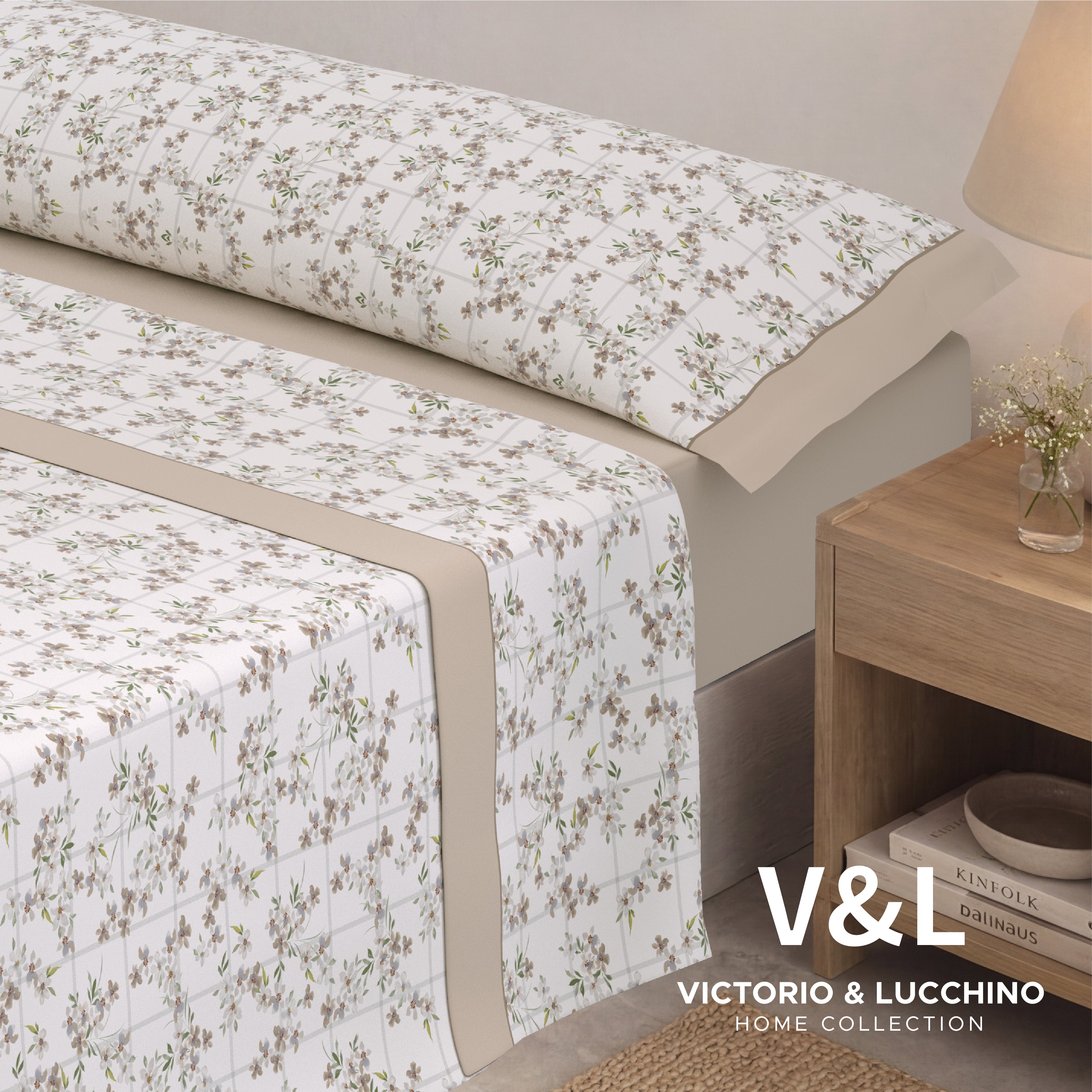 Victorio & Lucchino - Juego de Sábanas Estampadas Algodón/Poliéster - Gaia - Beige