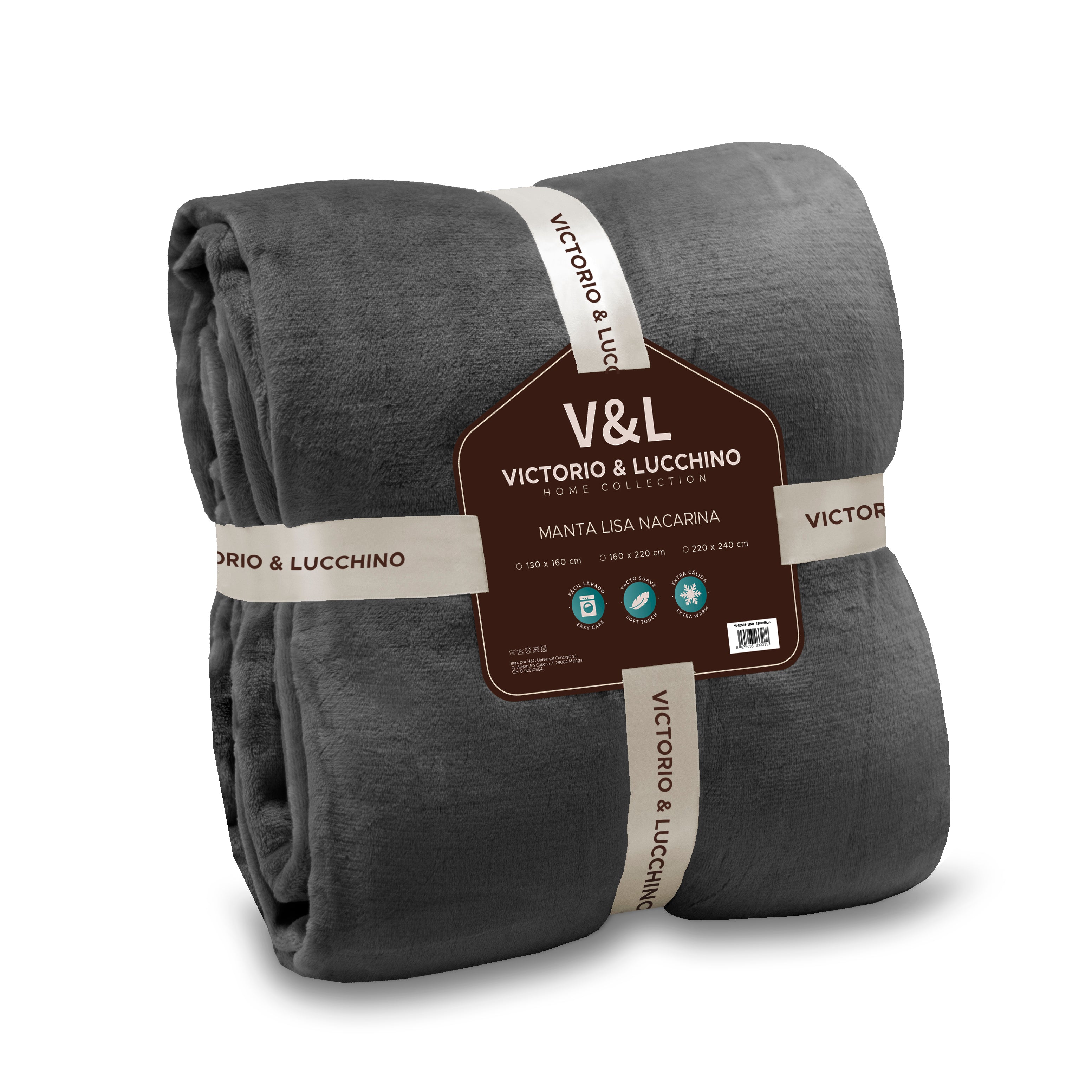 Victorio & Lucchino - Manta Lisa Extra-Suave 350g - Gris Oscuro
