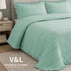 Victorio & Lucchino – Colcha Lavada Termosellada con Volante - Modelo Lorena - Aqua